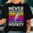 Never Underestimate A Girl Who Plays Hockey Girl Hockey Women T-shirt Gifts for Her