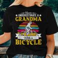 Never Underestimate A Grandma With A Bicycle Vintage Women T-shirt Gifts for Her