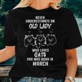 Never Underestimate An Old Lady Who Loves Cats Born In March Women T-shirt Gifts for Her