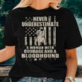 Never Underestimate Woman And A Bloodhound Usa Flag Women T-shirt Gifts for Her
