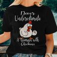 Never Underestimate A Woman With Chickens Farmer Chicken Women T-shirt Gifts for Her