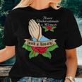 Never Underestimate A Woman With A Rosary Catholic Girl Women T-shirt Gifts for Her