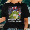Usa 4Th Of July Frog Beer Freedom First Safety Third Women T-shirt Gifts for Her