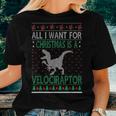 Velociraptor Christmas Dinosaur Ugly Christmas Sweater Style Women T-shirt Gifts for Her