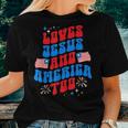 Vintage 70S Retro Loves Jesus And America Too 70S Vintage s Women T-shirt Gifts for Her