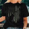 Vintage American Camo Flag Proud Corgi Grandma Silhouette Women T-shirt Gifts for Her