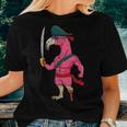 Vintage Pirate Pink Flamingo With Sword Halloween Costume Women T-shirt Gifts for Her