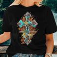 Western Boho Christian Turquoise Leopard Faith Cross Jesus Faith Women T-shirt Gifts for Her