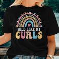 Wild Like My Curls Girls Funny Curly Hair Toddler Rainbow Women T-shirt Crewneck Short Sleeve Graphic Gifts for Her