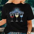 Wine Glass Red White Blue Firework Happy 4Th Of July Women T-shirt Gifts for Her