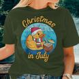 Christmas In July Santa Duck Xmas Summer Hawaiian Pool Party Women T-shirt Gifts for Her