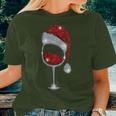 Christmas Wine Xmas Red Wine Glass Santa Pajamas Pj Women T-shirt Gifts for Her
