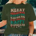 Merry Christmas Kiss My Ass Happy Hanukkah Groovy Xmas Women T-shirt Gifts for Her