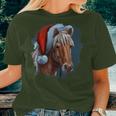 Horse Wearing Santa Claus Hat Horseback Riding Christmas Women T-shirt Gifts for Her