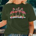 Pink Flamingo Christmas Lighting Xmas Tree Santa Hat Pajama Women T-shirt Gifts for Her