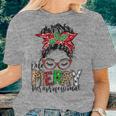 Red Plaid Merry Paraprofessional Messy Bun Para Christmas Women T-shirt Gifts for Her