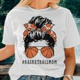 Basketball Mom Messy Bun Proud Mama Basketball Sunshades Women T-shirt Gifts for Her