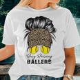 Busy Raising Ballers Softball Mom Bun Leopard Baseball Cap Women T-shirt Gifts for Her