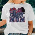 Cheer Mom Navy Red Leopard Cheer Poms & Megaphone Women T-shirt Gifts for Her