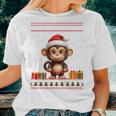 Christmas Monkey Santa Hat Ugly Christmas Sweater Women T-shirt Gifts for Her