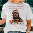 Christmas Rottweiler Dog Santa Hat Ugly Christmas Sweater Women T-shirt Gifts for Her