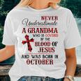 Covered By The Blood Of Jesus And Was Born In October Women T-shirt Gifts for Her
