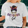 Halloween Messy Bun October Girl Birthday Women T-shirt Gifts for Her