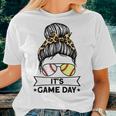 Its Game Day Messy Bun Baseball Softball Women T-shirt Gifts for Her