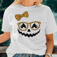 Jack O Lantern Face Leopard Glasses Halloween Pumpkin Women T-shirt Gifts for Her