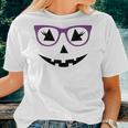 Jack O Lantern Pumpkin Face Glasses Halloween Girls Women T-shirt Gifts for Her