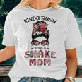 Kinda Busy Being A Snake Mom Messy Bun Floral Women T-shirt Gifts for Her