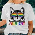 Lgbt Gay Ally Cat Be Kind Rainbow Pride Flag Men Women Women T-shirt Gifts for Her