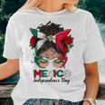 Messy Bun Mexican Flag Independence Day Woman Vintage Women T-shirt Gifts for Her