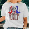 Patriotic Red White And Blue Flamingos Usa Flag 4Th Of July Women T-shirt Gifts for Her