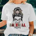 Proud Baseball Mom Life Leopard Plaid Messy Bun Women T-shirt Gifts for Her