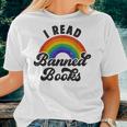 I Read Banned Books Retro Literature Rainbow Reading Vintage Women T-shirt Gifts for Her