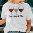 Red Wine & Blue 4Th Of July Red White Blue Wine Glasses Women T-shirt Gifts for Her