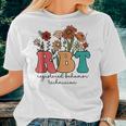 Registered Behavior Technician Rbt Retro Groovy Wildflowers Women T-shirt Gifts for Her