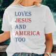 Retro Loves Jesus And America Too 4Th Of July Toddler Kids Women T-shirt Gifts for Her