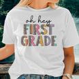 Retro Oh Hey First Grade Leopard Back To School Teachers Women T-shirt Gifts for Her