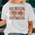 Retro One Thankful Counselor Pumpkin Autumn Leaves Fall Women T-shirt Gifts for Her