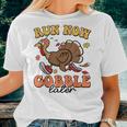 Run Now Gobble Later Turkey Autumn Thanksgiving Groovy Retro Women T-shirt Gifts for Her