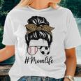 Soccer And Baseball Mom Messy Bun Leopard Women T-shirt Gifts for Her