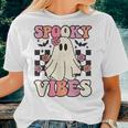 Spooky Vibes Halloween Ghost Costume Retro Groovy Women T-shirt Gifts for Her
