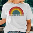 Straight But Not Narrow Retro Rainbow Lgbt Supporter Women T-shirt Gifts for Her