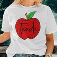 Teach Proud Teacher Teaching Job Pride Apple Pocket Print Women T-shirt Gifts for Her