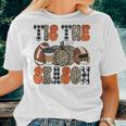 Tis The Season Thanksgiving Football Fall Vibe Leopard Plaid Women T-shirt Gifts for Her