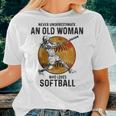Never Underestimate An Old Woman Who Loves Softball Vintage Women T-shirt Gifts for Her