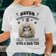 Never Underestimate An Old Woman With A Shih Tzu Flowers Women T-shirt Gifts for Her