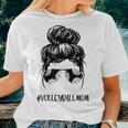 Volleyball Mom Messy Bun Aviator Glasses Mother Life Women T-shirt Gifts for Her